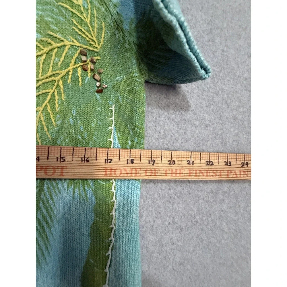 Vintage Fisher Hill Cardigan‎ Sweater Womens Large Blue Palm Tree Embroidered
